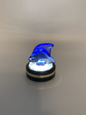 Lalique Crystal Cobalt Blue Fish Signed 2” x 2”  France Art Glass Fish Read picture