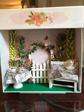 Cheerful Small Handcrafted MINIATURE GARDEN TEA Diorama 1:12 Scale picture