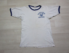 Vintage 1960s 50s Champion Running Man Powhatan Indians Ringer Cotton T Shirt picture