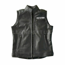 Mens HDMM Moto Biker Vintage Racer Style Real Lambskin Leather Motorcycle Vest picture