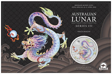 2024 Australia Lunar Dragon Brisbane ANDA White Dragon 1 oz Silver Coin in Card picture