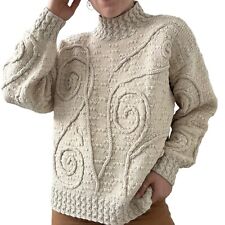 Vintage Peruvian Connection Alpaca Pima Cotton Blend Floral Chunky Sweater Sz L picture