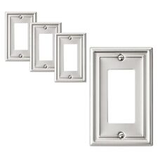 DEWENWILS Brushed Nickel Outlet Covers, 4Packs Metal decorator Wall Plates picture