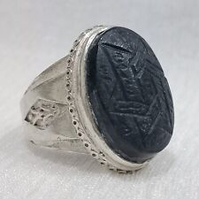 925 Sterling Silver Iranian Handmade David star Abbas abad stone Ring 11 US #O12 picture
