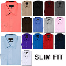 NEW Men's Slim Fit Button Down Long Sleeve Solid Color Dress Shirts picture
