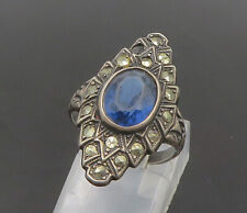 925 Sterling Silver - Vintage Blue Topaz Victorian Cocktail Ring Sz 5 - RG19300 picture