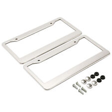 2PCS Chrome Stainless Steel License Plate Frame Tag Cover Metal With Screw Caps picture