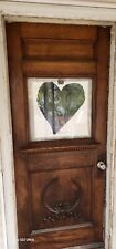 late 1800s solid Oak  entry door with original glass and Frame &  threshold  picture