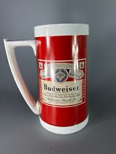 BUDWEISER BEER THERMO SERV MUG TUMBLER DRINKING PLASTIC CUP RETRO RARE VTG 16OZ picture