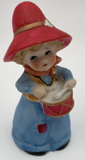 Vintage Jasco Merri Bells Little Drummer Girl Fine Bisque Porcelain Figurine picture