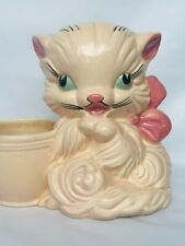 Vintage Hull Pottery made in the U.S.A. #61 Light Pink Kitty Cat Kitten Planter  picture