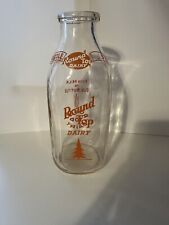 Vintage Round Top Dairy Quart Milk Glass Bottle picture