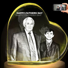 Personalized 3D Crystal Photo Heart Custom Laser Picture Fathers Day Gifts Dad picture