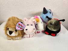 NEW Swibco Puffkins Plush Toys LOT or 5 Narwal Unicorn Ladybug Pig Lion w/ Tags picture