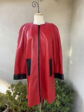 Vintage Red Black Swing Leather Coat Helen Frushtick Furs Sz M picture