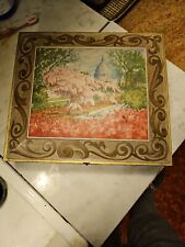 Vintage SUNSHINE BISCUIT Tin with Latch Washington DC Cherry Blossoms 12x11 picture