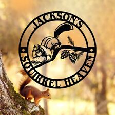 Squirrel Personalized Metal Sign, Cabin Decor, Camping Sign, Campground sign picture