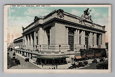 Postcard 1900s NY Grand Central Terminal Station Cars Aerial View New York City picture