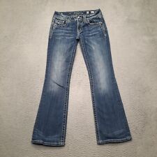 Miss Me Boot Jeans Womens 27 Bootcut Medium Wash Blue Denim Rhinestones 27x30 picture