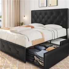 Upholstered Bed with Adjustable Headboard/4 Storage Drawers/2 Built-in USB Ports picture