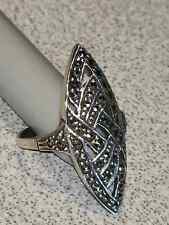 Vintage Ellipse Marcasite Sterling Silver Ring, Size 7 picture