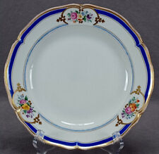 KPM Berlin Hand Painted Floral Cobalt & Gold Border 8 1/4 Inch Plate C. 1840s A picture
