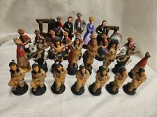  Vtg Atlantic Mold ceramic Cowboys & Indians Western themed chess pieces (30)  picture