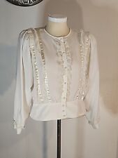 Vintage Chaus Ivory Lace Silky Victorian Button Down Feminine Top Blouse  16 picture