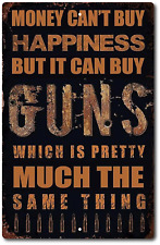Money Happiness Can't Buy Guns Tin Sign Vintage Metal But Can Motorcycles Garage picture