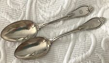 Antique Sterling WHITING ARMOR 1871 Teaspoons Victorian Gothic Mono Lot of 2 picture