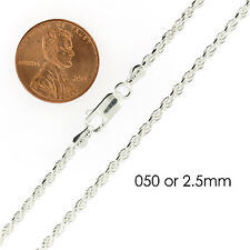 925 Sterling Silver Diamond Cut Rope Chain Necklace .925 Italy All Sizes picture