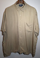 Vintage Polo by Ralph Lauren Caldwell Silk Linen Blend Khaki Camp Shirt Men's 3X picture