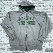 Vintage Marshall Thundering Herd Hoodie Men Large Gray Green Sweatshirt Jacket * picture
