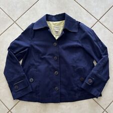 L.L. Bean Women's Button-Up Jacket Nautical Naval Cotton Blue Sz M picture