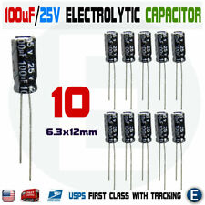 10pcs 100uF 25V 105c Electrolytic Capacitor for 25V 16V 10V 6.3V USA seller picture