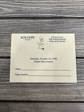 Vtg Bob Hope In Person Saturday October 20 1990 Dinner Reservation Blank Card picture