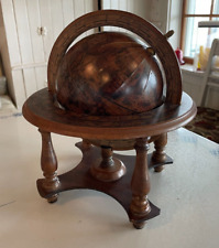 Vintage Wood Old World Desk Globe Astrological Zodiac Signs picture