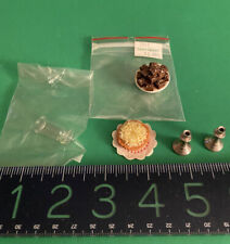 Artisan Dollhouse Minis: Cake (Dorothy Hesner) Brownies/stand,candlesticks,glass picture