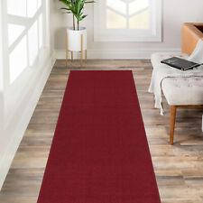 Custom Size Stair Hallway Runner Rug Non Slip Rubber Back SOLID RED picture
