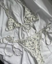 Vintage Style Blue/White Floral Print Bikini Swimsuit  -Hand Made in the USA picture