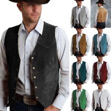Mens Cowboy Vests Hunting Fishing Vintage Wedding Groom Waistcoats Large XL XXL picture