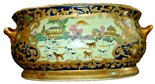 Vintage Chinese Foot Bath Hand painted Hunting Scene RARE HEAVY GOLD GILDED picture