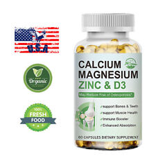 60pcs Calcium Magnesium Zinc Capsules Support Relaxed Mood & Immune Health US picture