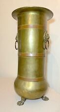 LARGE antique 1800s dovetailed brass copper lion claw umbrella cane stand holder picture