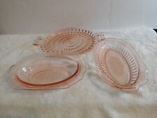 Pink Windsor 10.25 Inch  Plate Open Handles Mint Depression Glass & 2 Anchor... picture