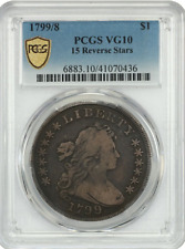 1799/8 DRAPED BUST $1 15 REVERSE STARS PCGS VG/F10 SCARCE OVERDATE VARIETY picture