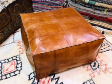 Moroccan Ottoman Retro Brown Classic Genuine Leather Pouffe Brown Boho picture