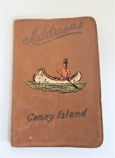 WWII Era Coney Island Indian Canoe Design Leather Address Book Calendar 1943-44 picture