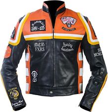 HDMM Mickey Rourke Marlboro Jacket Vintage Biker Riding Leather Jacket For Men picture
