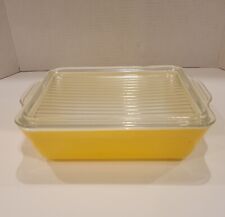 Vintage Pyrex Yellow #0503  Refrigerator Dish 1-1/2 Quart w/Ribbed Lid #503-C picture